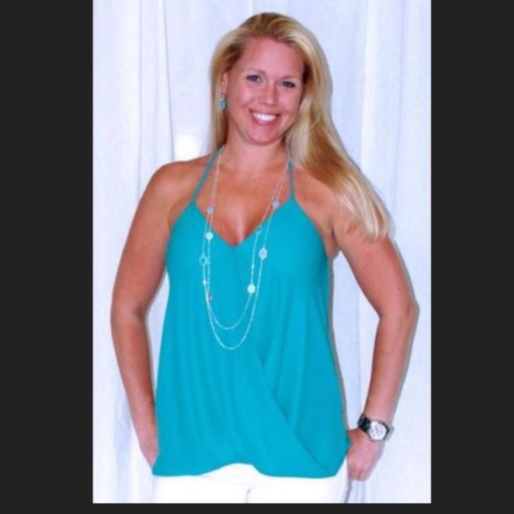 Teal halter sleevles blouse - tanktop.
